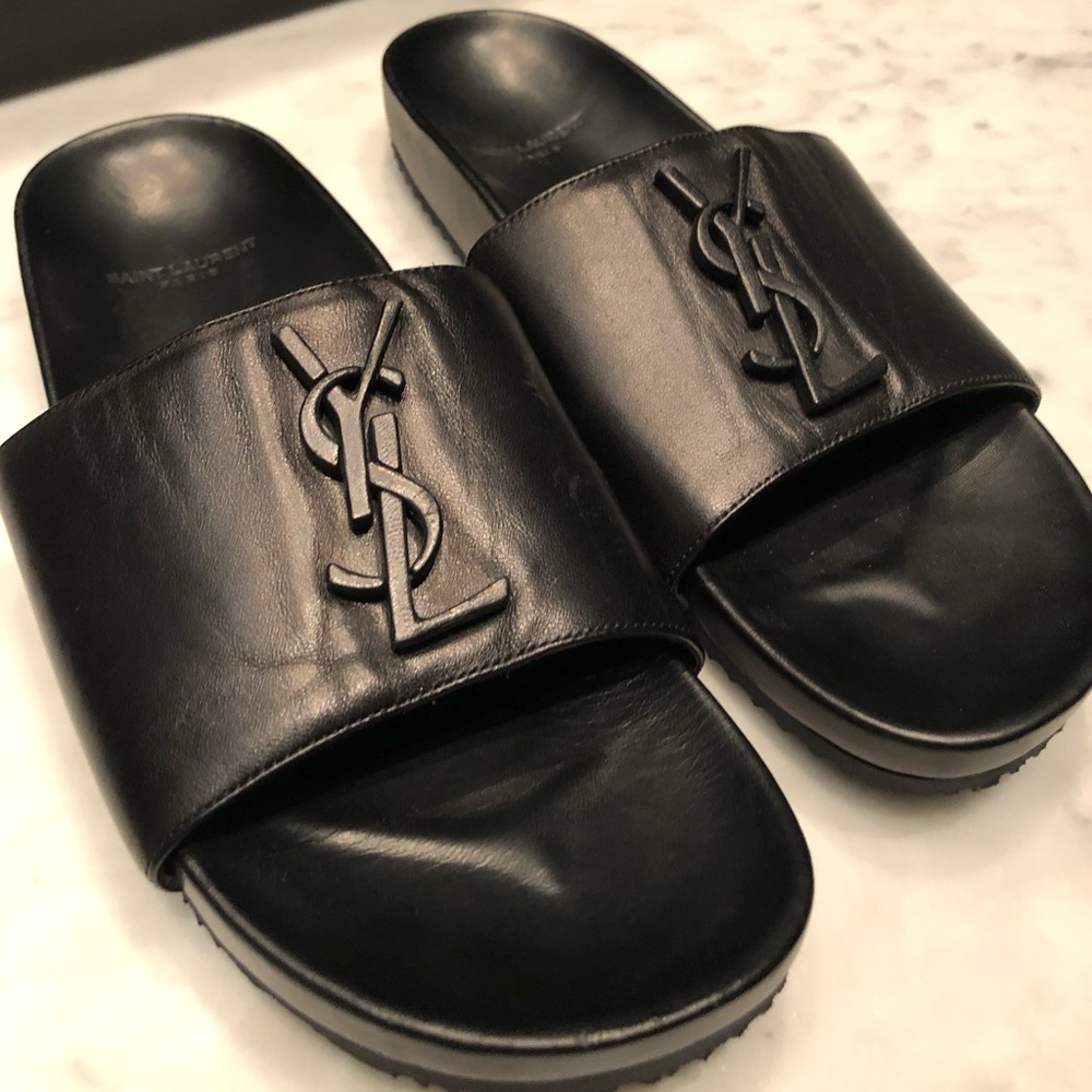 Saint Laurent Black Leather Sandals - Picture 5 of 8